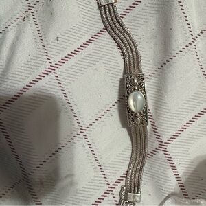 Vintage Silver and White Multi-Strand Bracelet